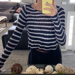 NWOT Cropped Knit Striped Sweater
